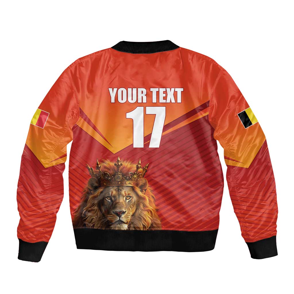 Custom Belgium Tennis Champions Sleeve Zip Bomber Jacket Winners Never Quit with A Crowned Lion