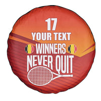 Custom Belgium Tennis Champions Spare Tire Cover Winners Never Quit with A Crowned Lion