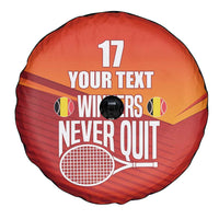 Custom Belgium Tennis Champions Spare Tire Cover Winners Never Quit with A Crowned Lion