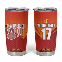 Custom Belgium Tennis Champions Tumbler Cup Winners Never Quit with A Crowned Lion