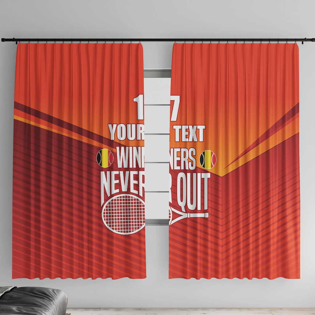 Custom Belgium Tennis Champions Window Curtain Winners Never Quit with A Crowned Lion
