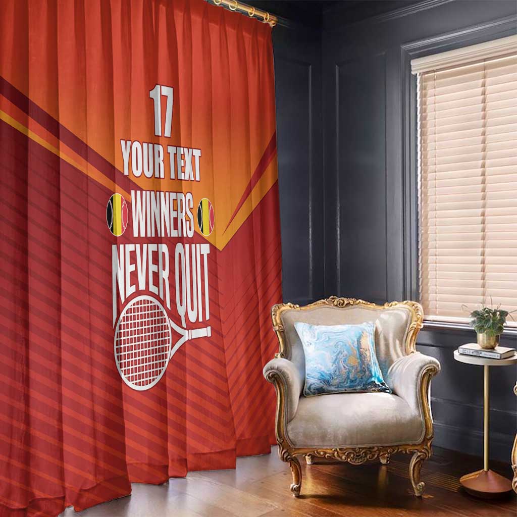 Custom Belgium Tennis Champions Window Curtain Winners Never Quit with A Crowned Lion