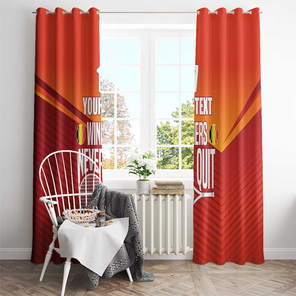 Custom Belgium Tennis Champions Window Curtain Winners Never Quit with A Crowned Lion