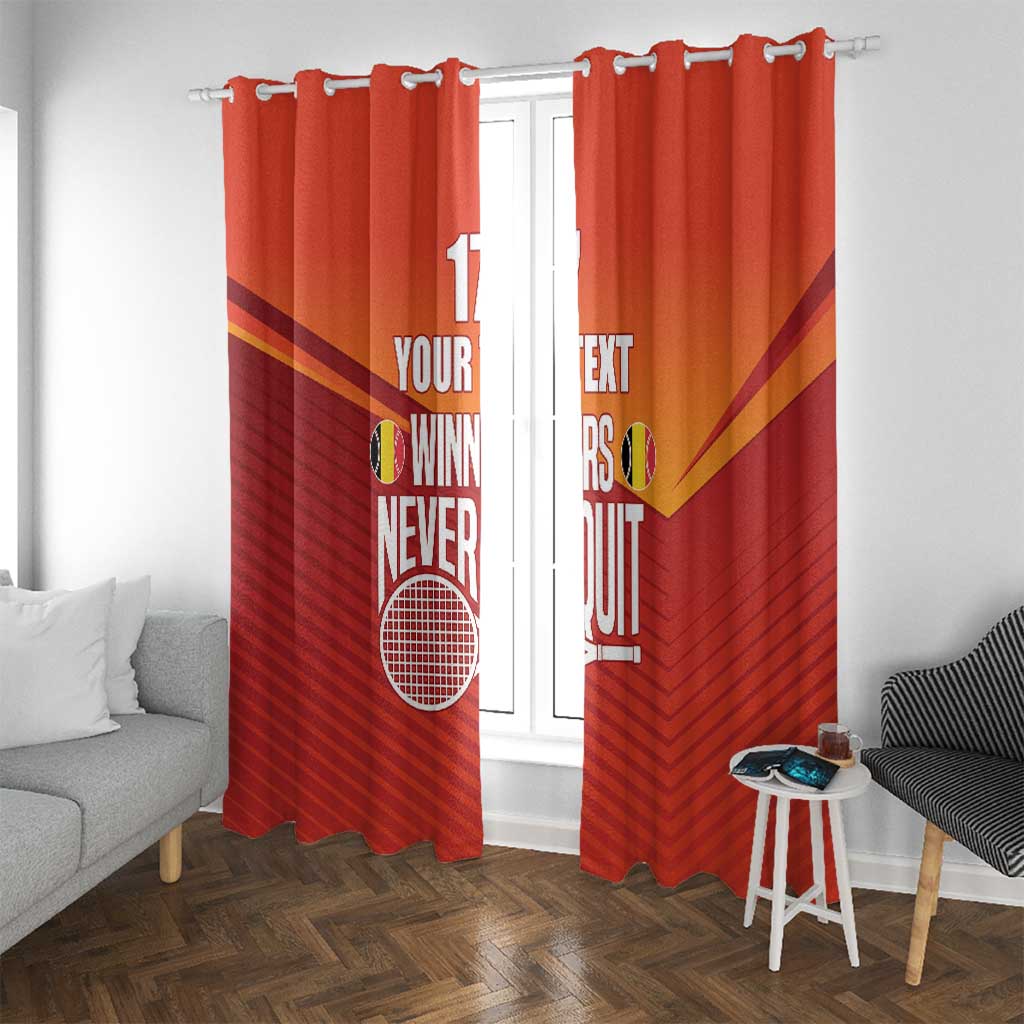 Custom Belgium Tennis Champions Window Curtain Winners Never Quit with A Crowned Lion
