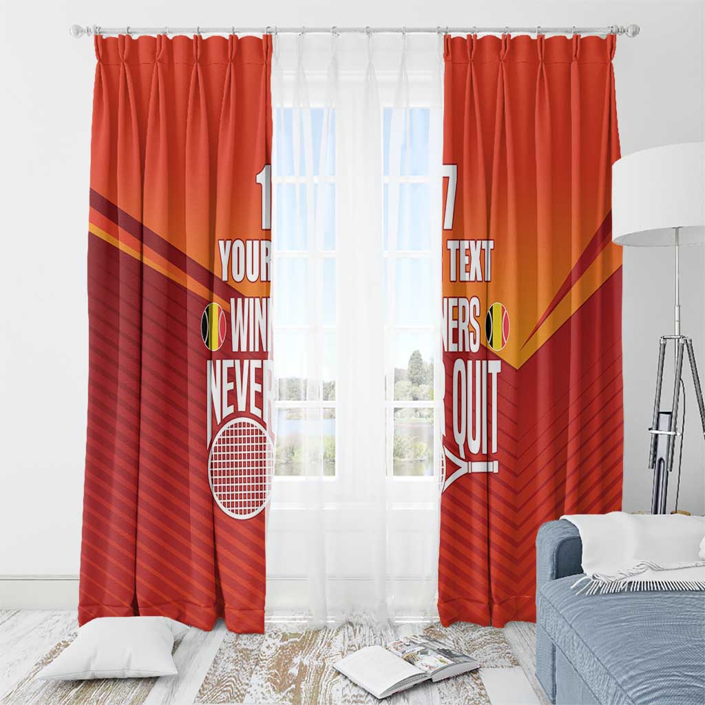 Custom Belgium Tennis Champions Window Curtain Winners Never Quit with A Crowned Lion