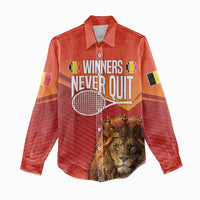 Custom Belgium Tennis Champions Women Casual Shirt Winners Never Quit with A Crowned Lion