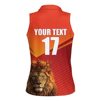 Custom Belgium Tennis Champions Women Sleeveless Polo Shirt Winners Never Quit with A Crowned Lion