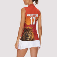 Custom Belgium Tennis Champions Women Sleeveless Polo Shirt Winners Never Quit with A Crowned Lion