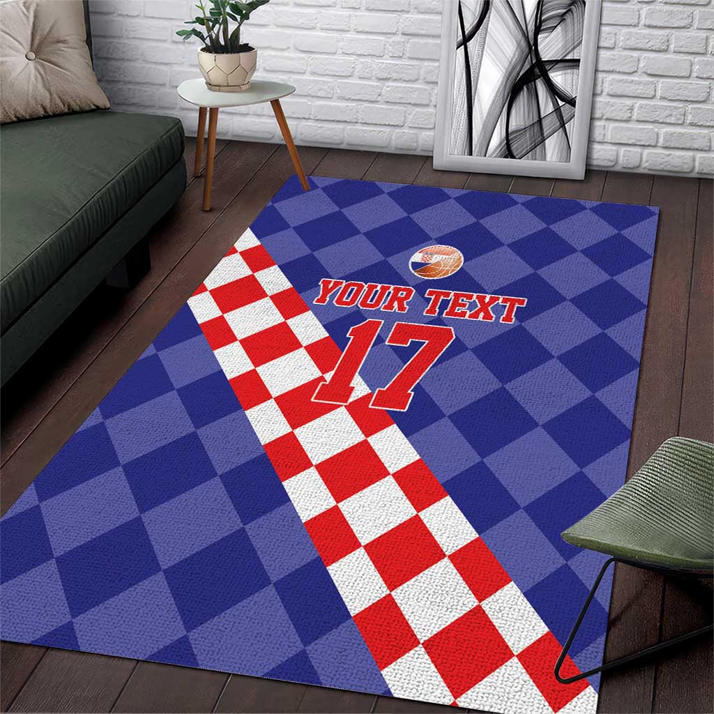 Custom Croatia Basketball Area Rug Sporty Style