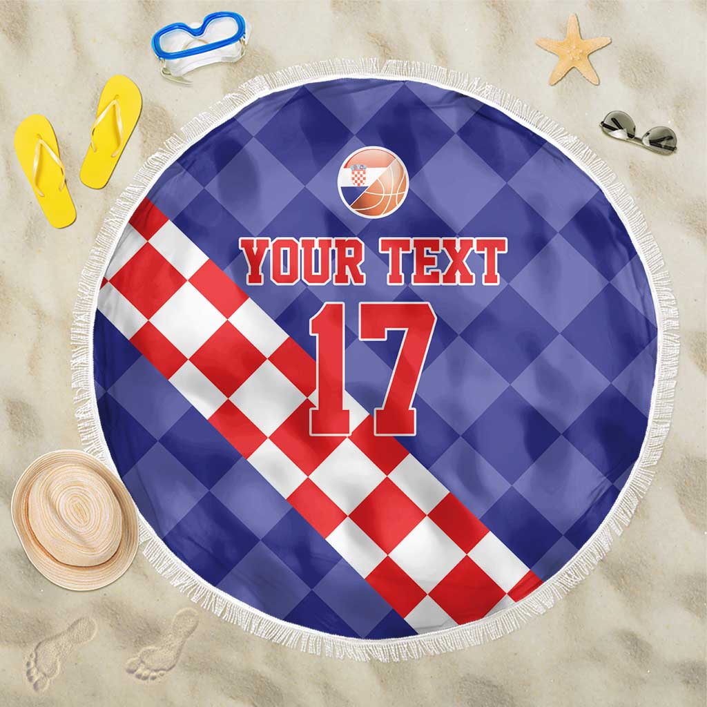 Custom Croatia Basketball Beach Blanket Sporty Style