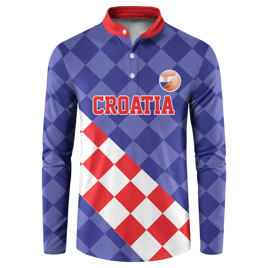 Custom Croatia Basketball Button Sweatshirt Sporty Style