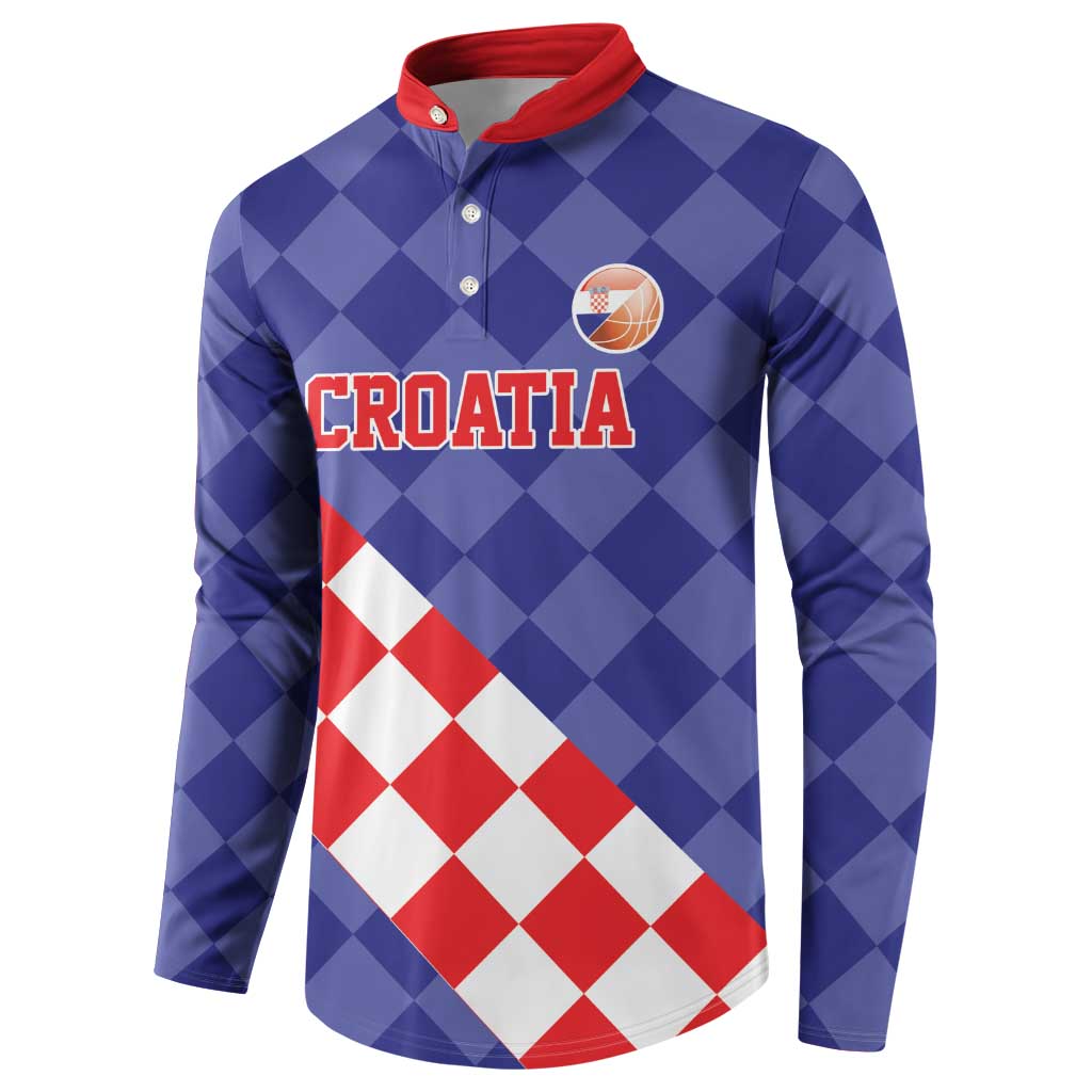 Custom Croatia Basketball Button Sweatshirt Sporty Style