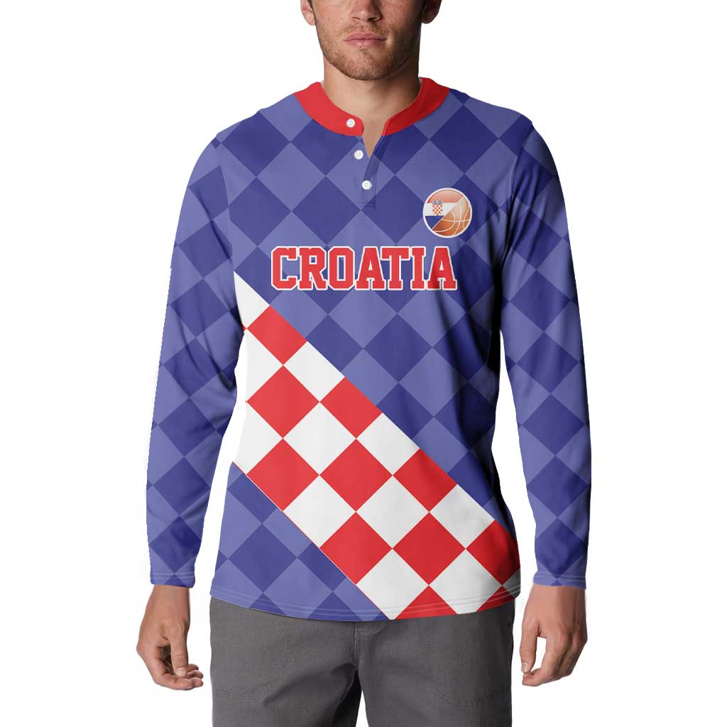 Custom Croatia Basketball Button Sweatshirt Sporty Style