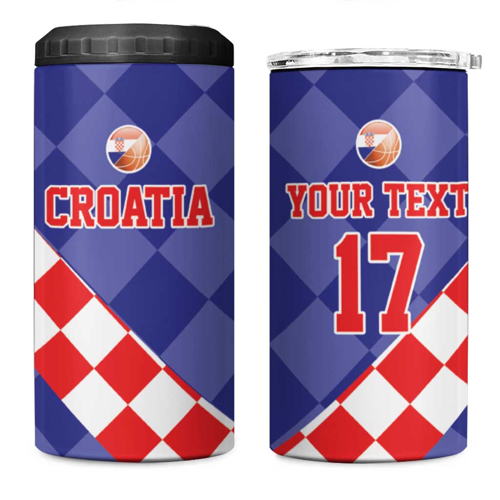 Custom Croatia Basketball 4 in 1 Can Cooler Tumbler Sporty Style