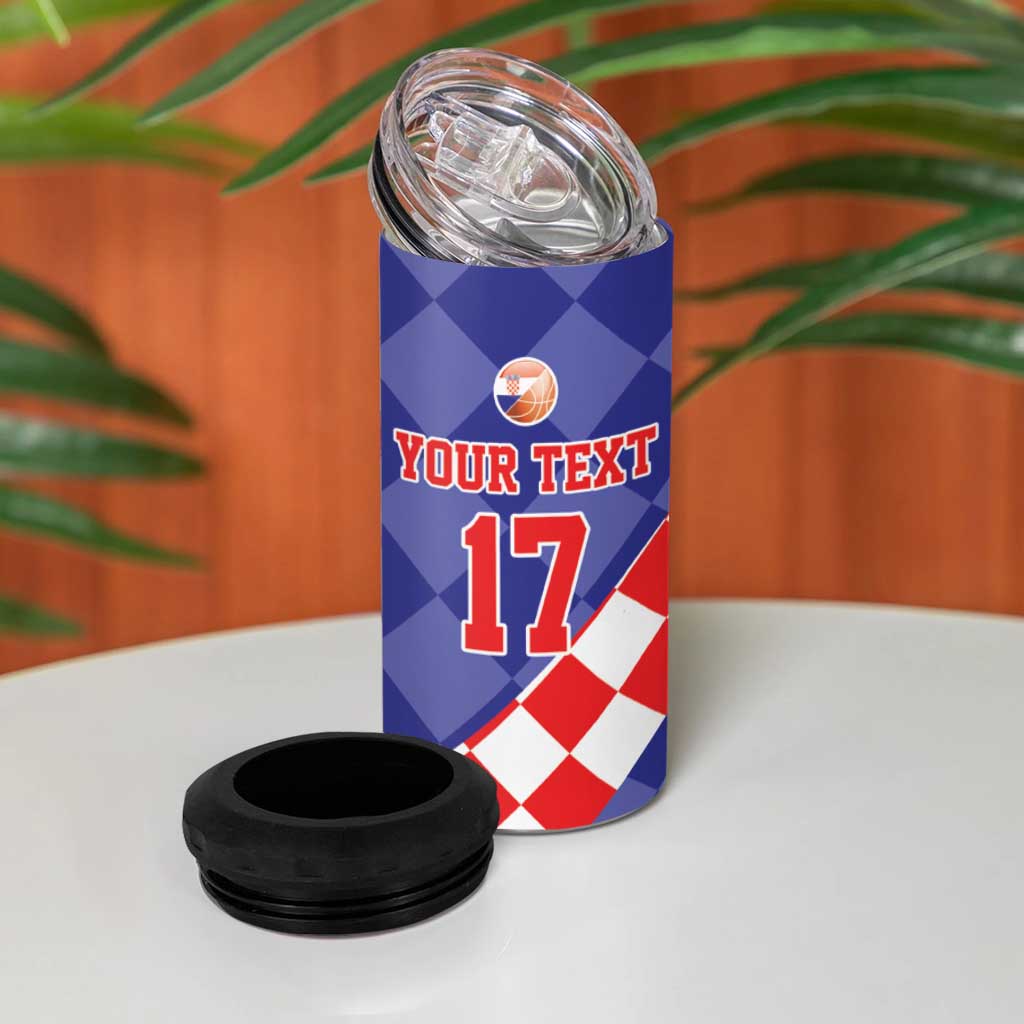 Custom Croatia Basketball 4 in 1 Can Cooler Tumbler Sporty Style