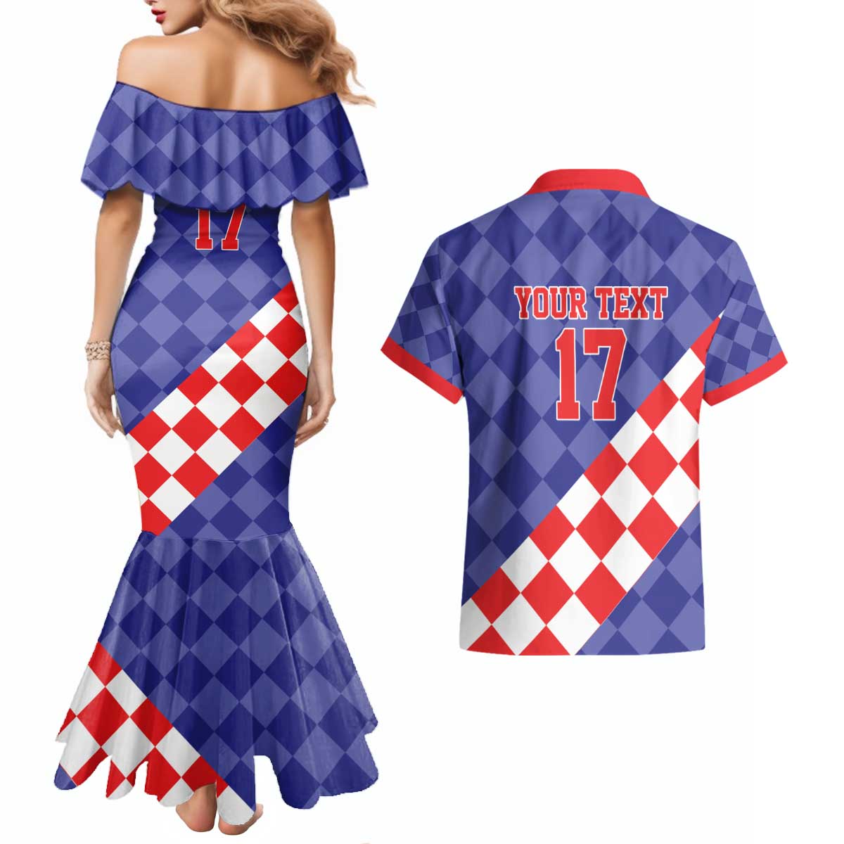 Custom Croatia Basketball Couples Matching Mermaid Dress and Hawaiian Shirt Sporty Style