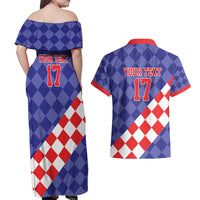 Custom Croatia Basketball Couples Matching Off Shoulder Maxi Dress and Hawaiian Shirt Sporty Style