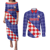 Custom Croatia Basketball Couples Matching Puletasi and Long Sleeve Button Shirt Sporty Style