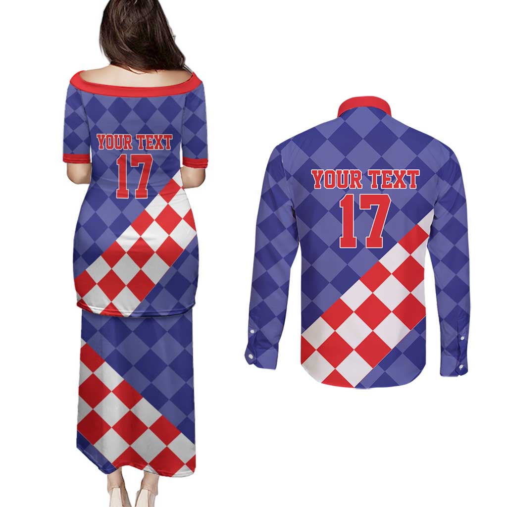 Custom Croatia Basketball Couples Matching Puletasi and Long Sleeve Button Shirt Sporty Style