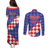 Custom Croatia Basketball Couples Matching Puletasi and Long Sleeve Button Shirt Sporty Style
