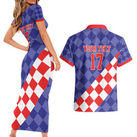 Custom Croatia Basketball Couples Matching Short Sleeve Bodycon Dress and Hawaiian Shirt Sporty Style