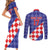 Custom Croatia Basketball Couples Matching Short Sleeve Bodycon Dress and Long Sleeve Button Shirt Sporty Style