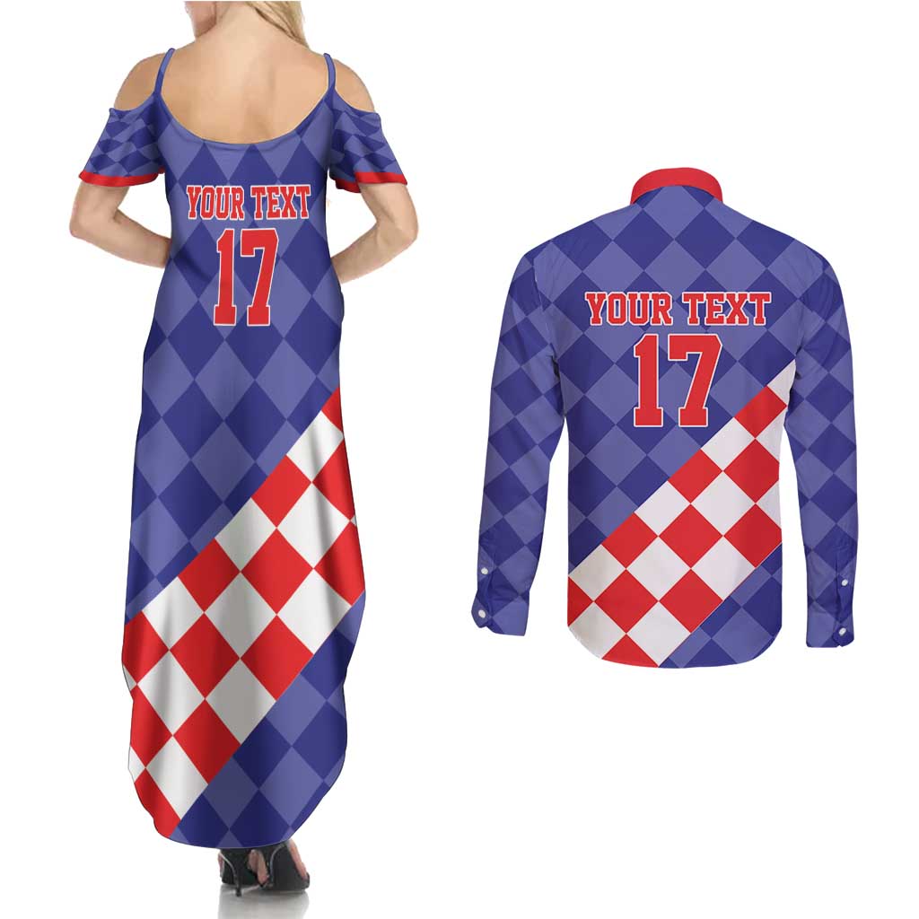 Custom Croatia Basketball Couples Matching Summer Maxi Dress and Long Sleeve Button Shirt Sporty Style