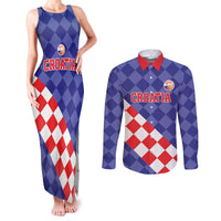 Custom Croatia Basketball Couples Matching Tank Maxi Dress and Long Sleeve Button Shirt Sporty Style