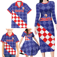 Custom Croatia Basketball Family Matching Long Sleeve Bodycon Dress and Hawaiian Shirt Sporty Style