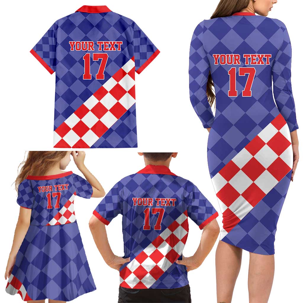 Custom Croatia Basketball Family Matching Long Sleeve Bodycon Dress and Hawaiian Shirt Sporty Style