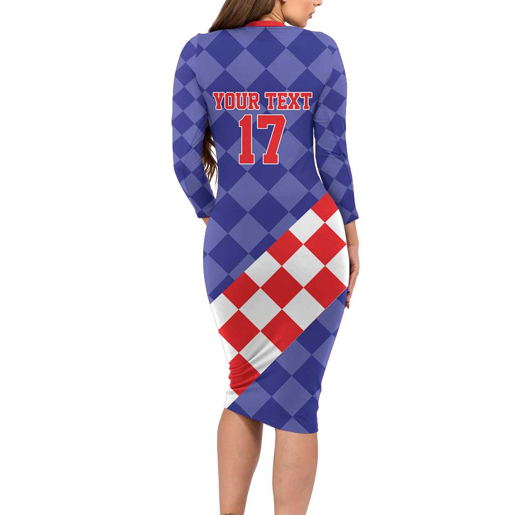 Custom Croatia Basketball Family Matching Long Sleeve Bodycon Dress and Hawaiian Shirt Sporty Style