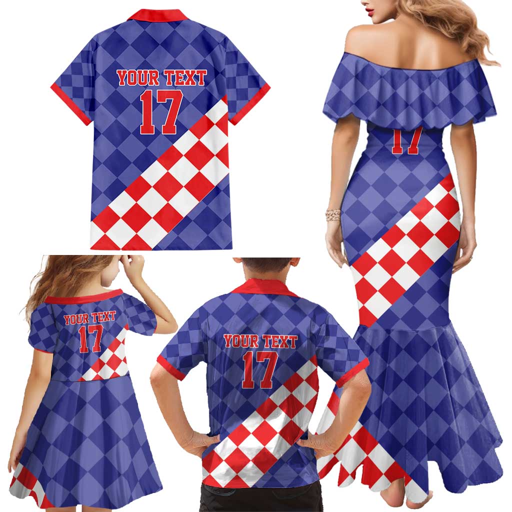 Custom Croatia Basketball Family Matching Mermaid Dress and Hawaiian Shirt Sporty Style
