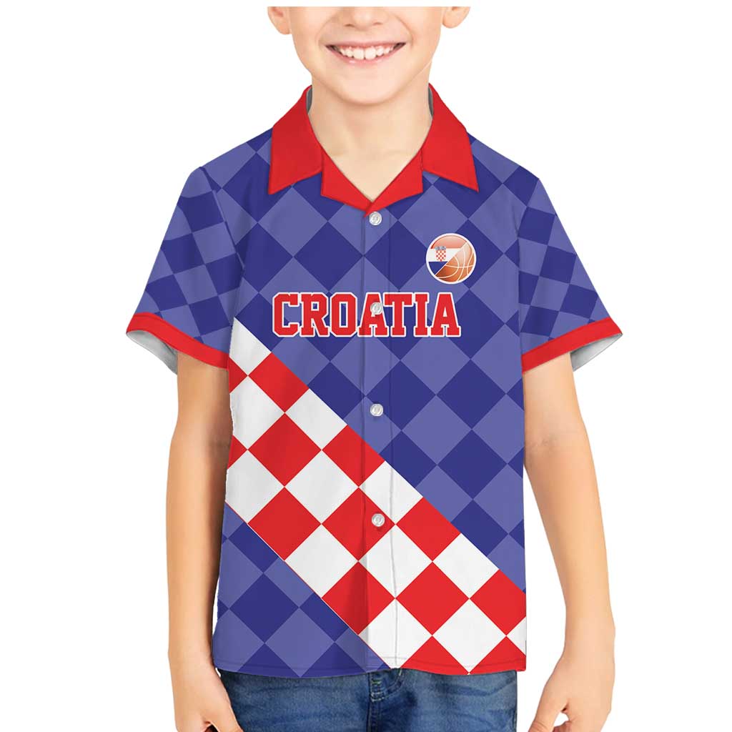 Custom Croatia Basketball Family Matching Mermaid Dress and Hawaiian Shirt Sporty Style