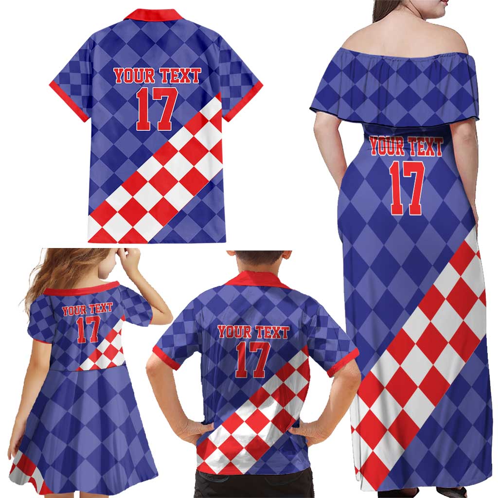Custom Croatia Basketball Family Matching Off Shoulder Maxi Dress and Hawaiian Shirt Sporty Style