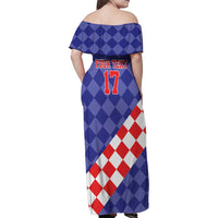 Custom Croatia Basketball Family Matching Off Shoulder Maxi Dress and Hawaiian Shirt Sporty Style
