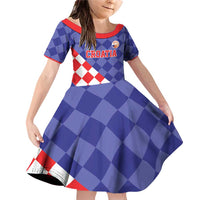 Custom Croatia Basketball Family Matching Off Shoulder Short Dress and Hawaiian Shirt Sporty Style
