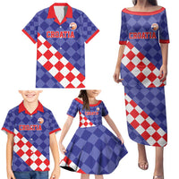 Custom Croatia Basketball Family Matching Puletasi and Hawaiian Shirt Sporty Style