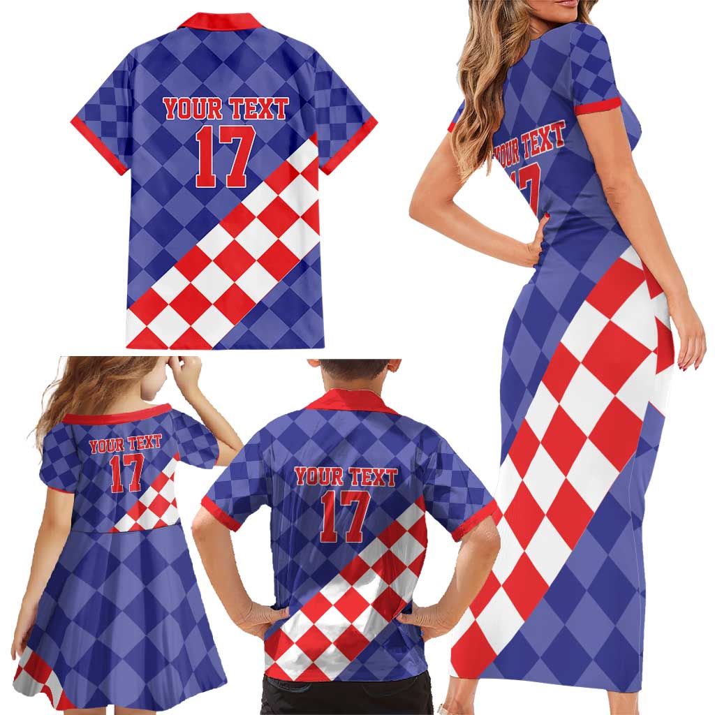 Custom Croatia Basketball Family Matching Short Sleeve Bodycon Dress and Hawaiian Shirt Sporty Style