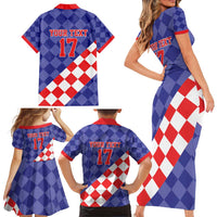Custom Croatia Basketball Family Matching Short Sleeve Bodycon Dress and Hawaiian Shirt Sporty Style