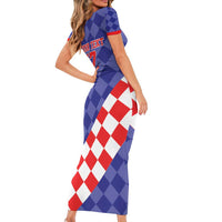 Custom Croatia Basketball Family Matching Short Sleeve Bodycon Dress and Hawaiian Shirt Sporty Style