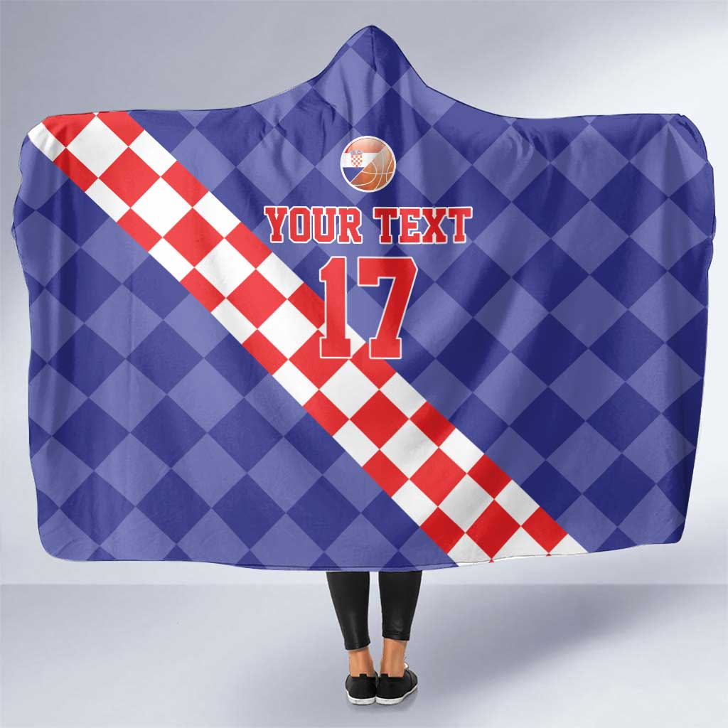 Custom Croatia Basketball Hooded Blanket Sporty Style