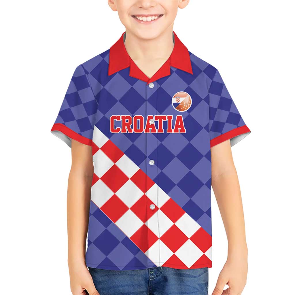 Custom Croatia Basketball Kid Hawaiian Shirt Sporty Style