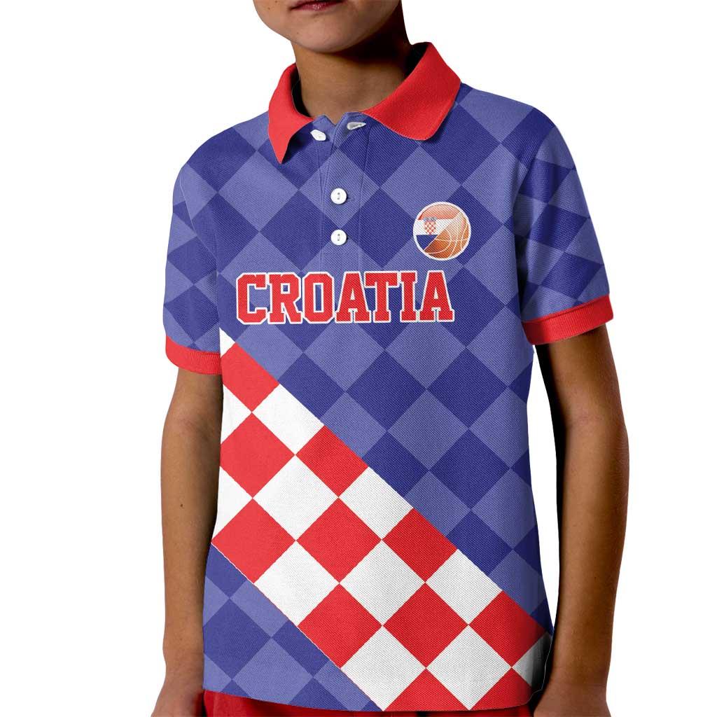 Custom Croatia Basketball Kid Polo Shirt Sporty Style