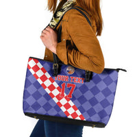 Custom Croatia Basketball Leather Tote Bag Sporty Style
