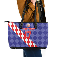 Custom Croatia Basketball Leather Tote Bag Sporty Style