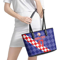 Custom Croatia Basketball Leather Tote Bag Sporty Style
