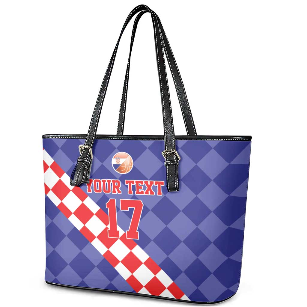 Custom Croatia Basketball Leather Tote Bag Sporty Style