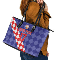 Custom Croatia Basketball Leather Tote Bag Sporty Style