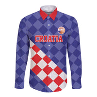 Custom Croatia Basketball Long Sleeve Button Shirt Sporty Style
