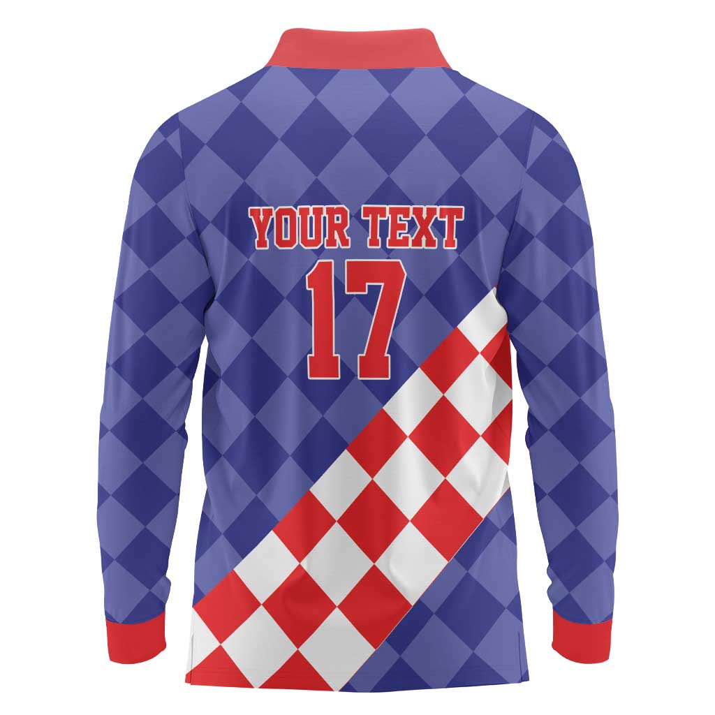 Custom Croatia Basketball Long Sleeve Polo Shirt Sporty Style